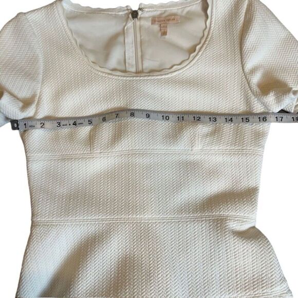 Rebecca Taylor Stretch Texture Scalloped Scoop Neck Dress White Tiered Size 2 - Picture 11 of 14